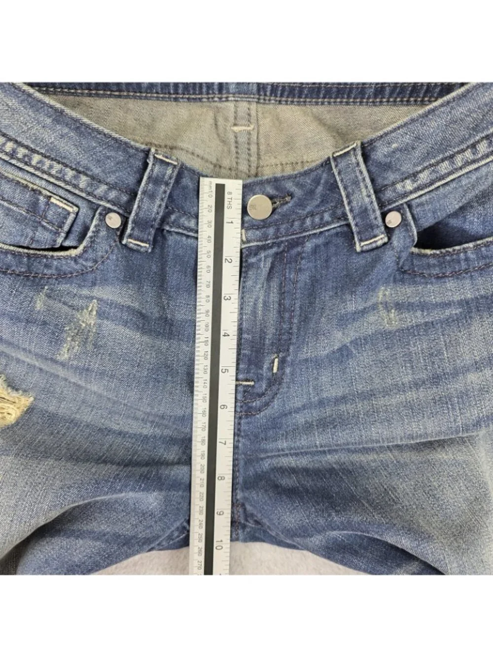 Miss Me Skinny Jeans Womens 31 Blue Medium Wash Distressed Mid Rise 31x30